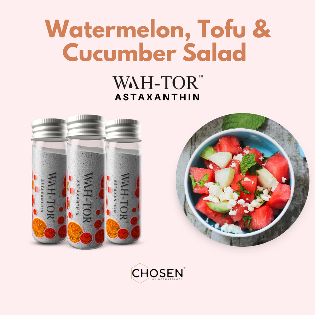 Watermelon, Tofu & Cucumber Salad with WAH-TOR™ Astaxanthin Collagen Builder