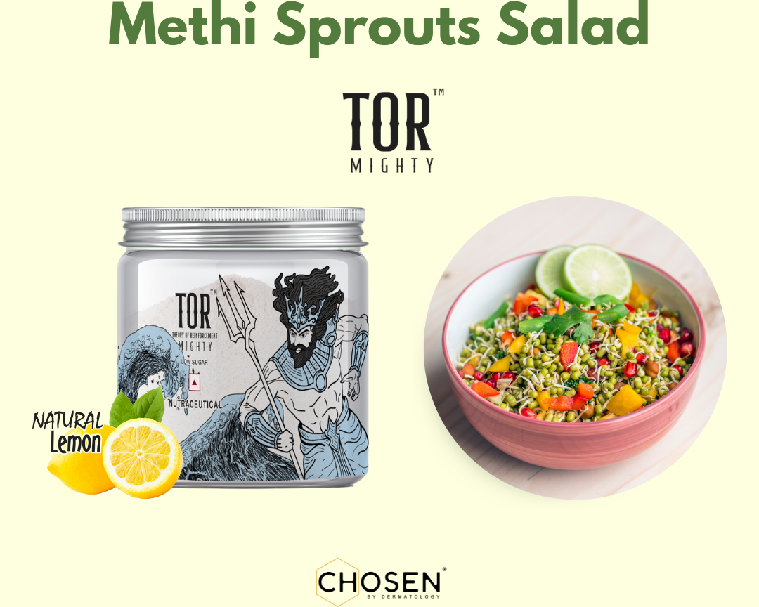 Methi Sprouts Salad with TOR™ Mighty Lemon Marine Collagen Supplement