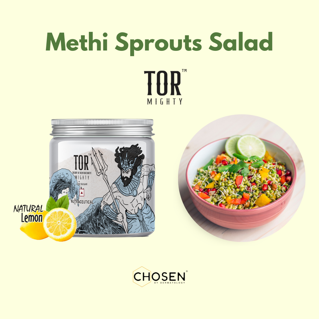 Methi Sprouts Salad with TOR™ Mighty Lemon Marine Collagen Supplement