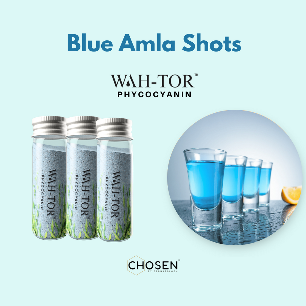 Blue Amla Shots with WAH-TOR™ Phycocyanin Collagen Builder