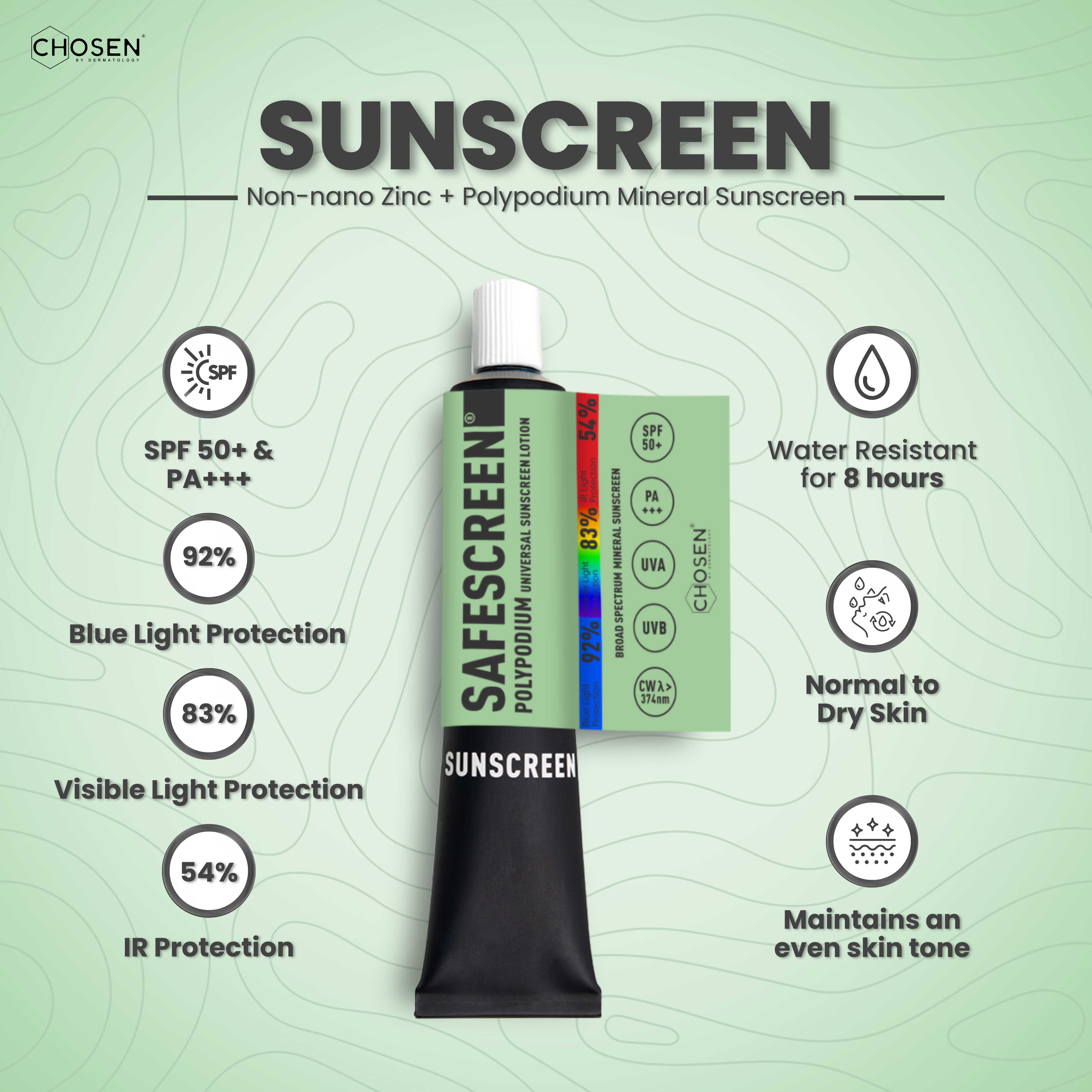 SAFESCREEN® Polypodium Universal Sunscreen Lotion SPF 50+