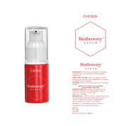 Redcovery serum bottle with label on a white background
