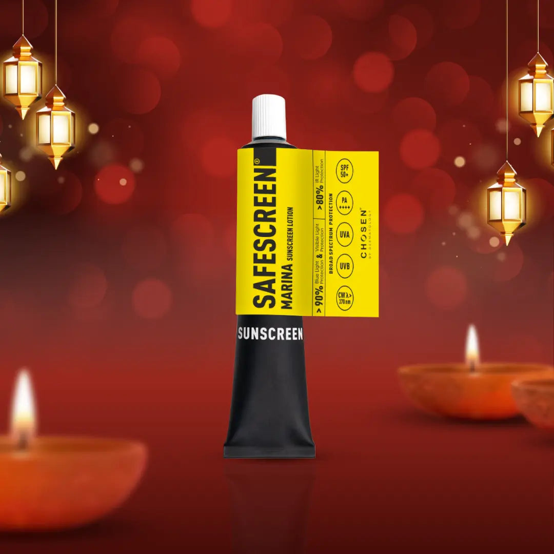 Marina sunscreen tube with swatch