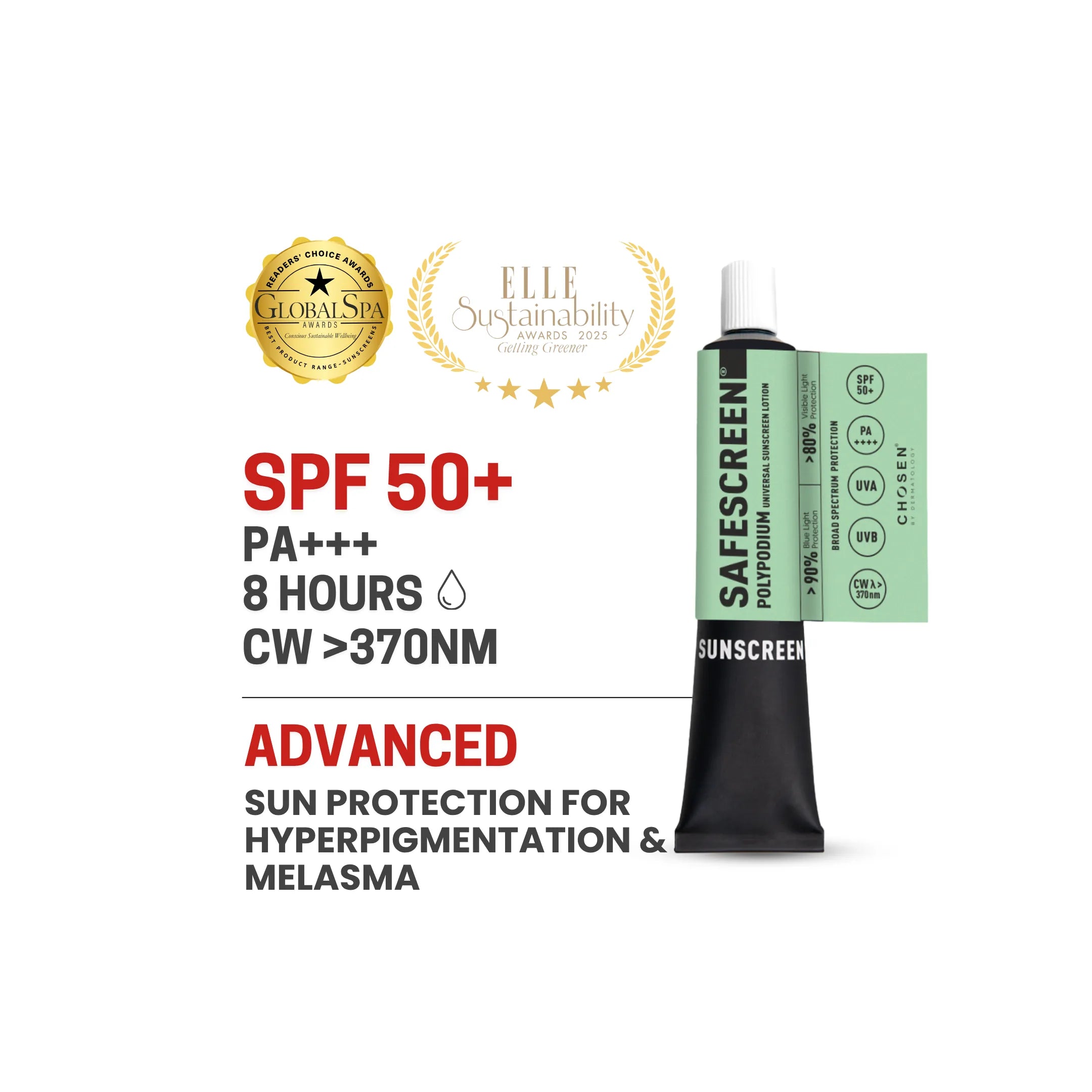 Polypodium sunscreen tube with swatch