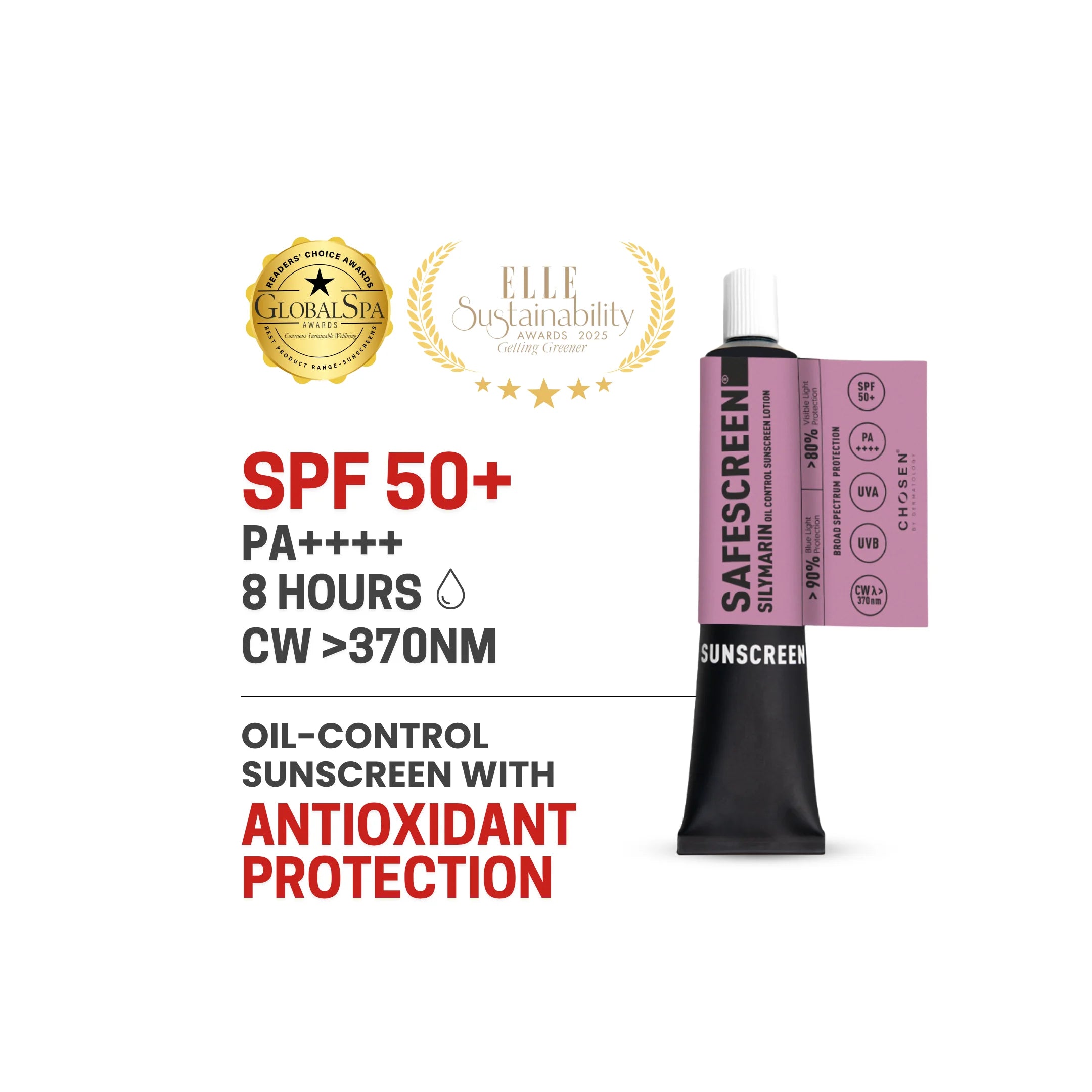 Silymarin sunscreen tube with swatch