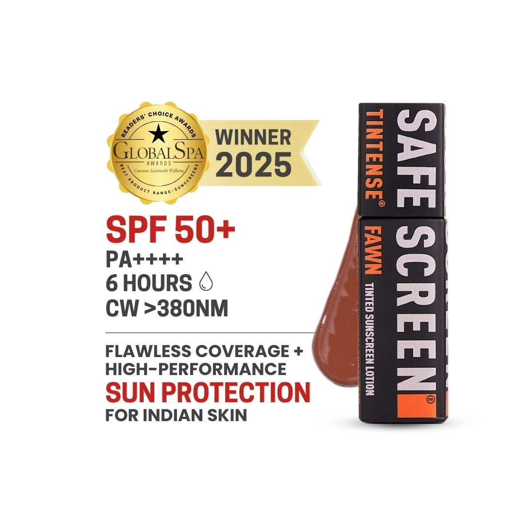 Fawn tinted sunscreen bottle with swatch