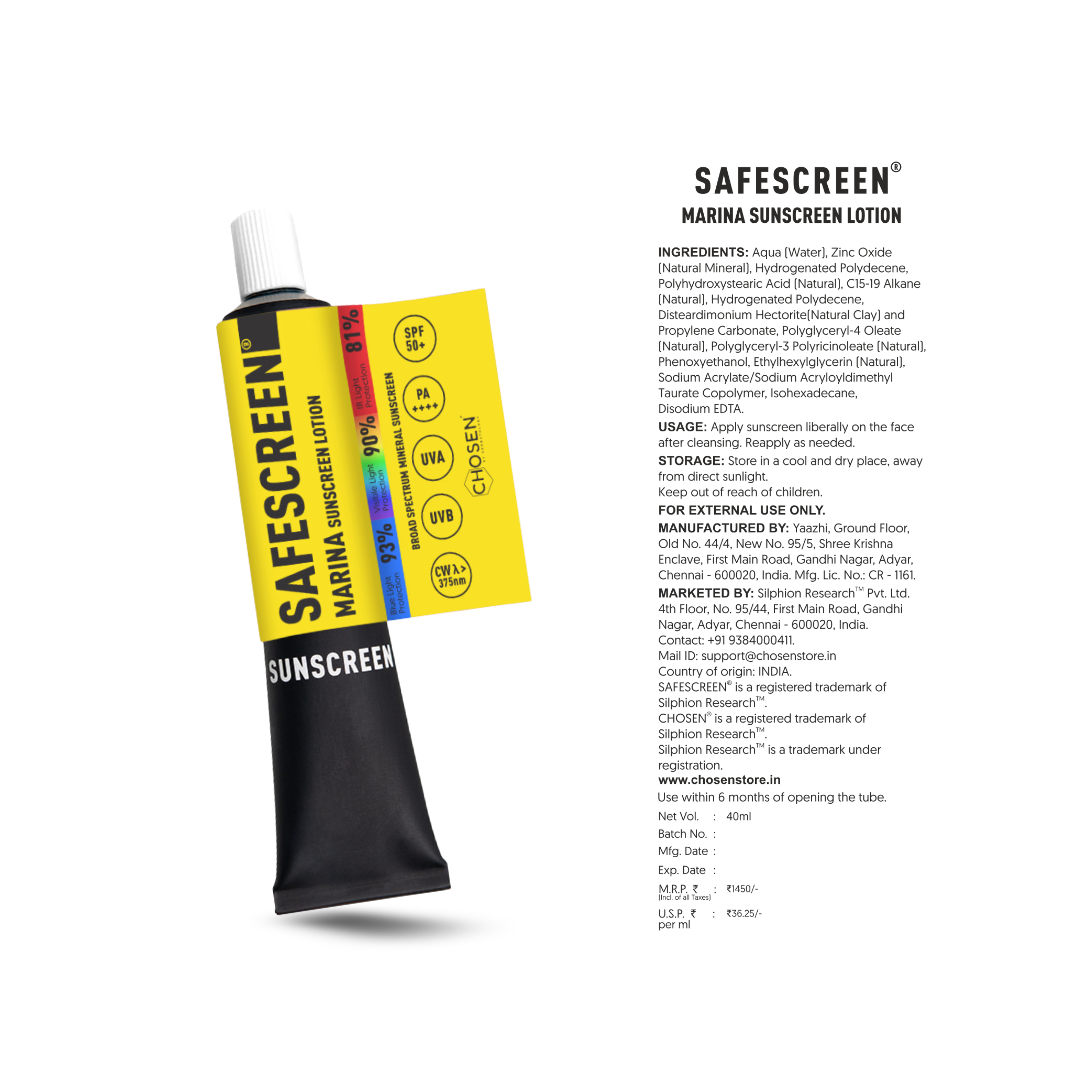 SAFESCREEN Marina Sunscreen Lotion