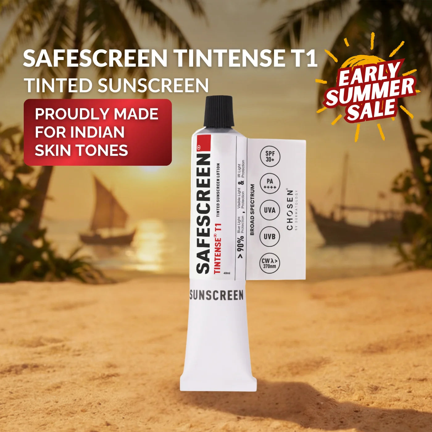 SAFESCREEN® TINTENSE® T1 (Bisque) Tinted Sunscreen Lotion PA++++ SPF 30+