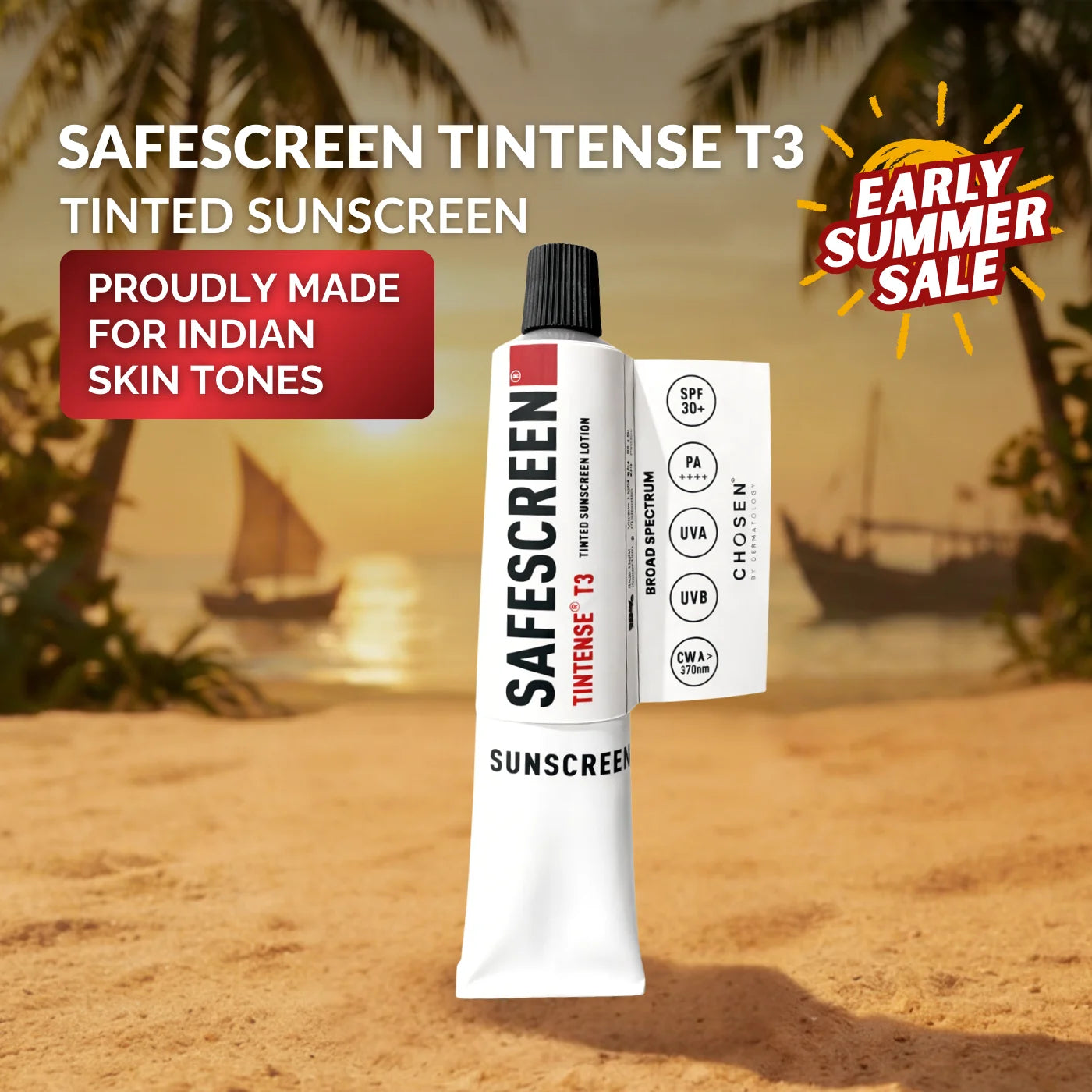 SAFESCREEN® TINTENSE® T3 (Beige) Tinted Sunscreen Lotion PA++++ SPF 30+