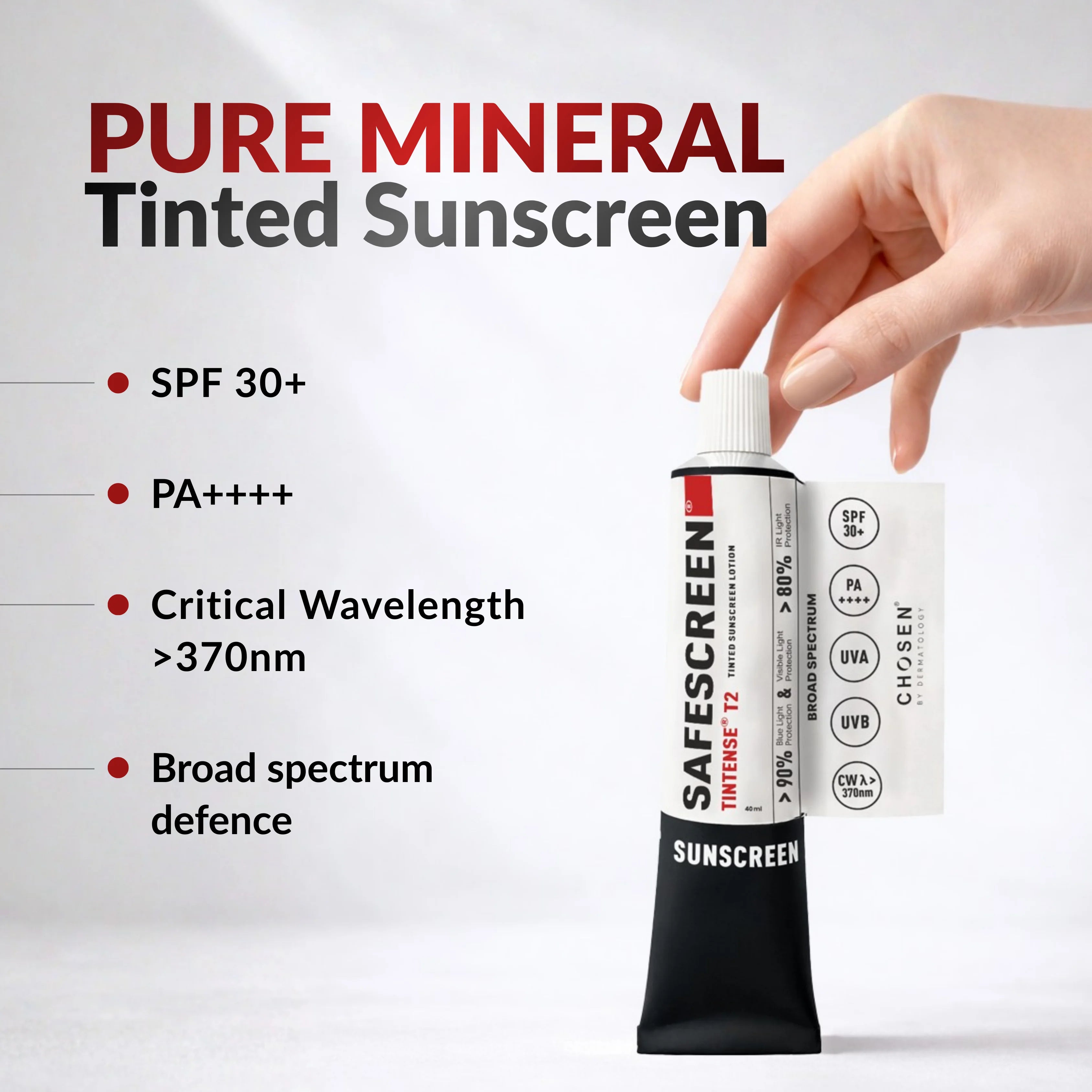 Sunscreen Buff SAFESCREEN Tintense T2 Buff Tinted Sunscreen Lotion – CHOSEN Store