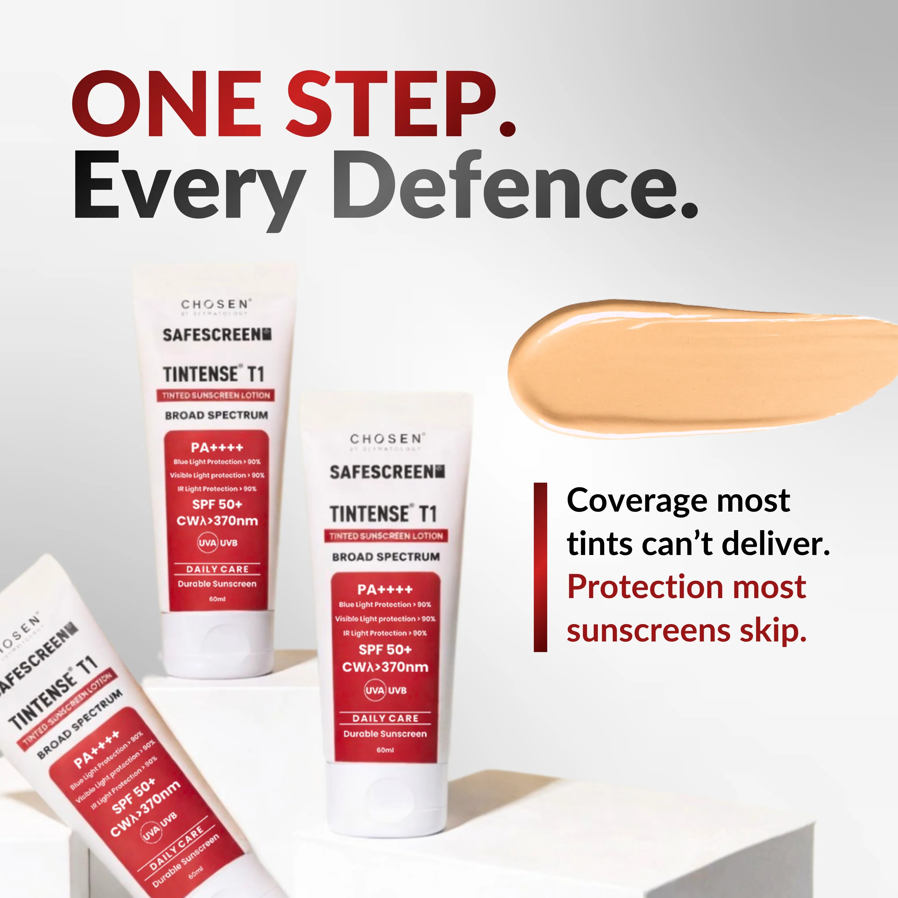SAFESCREEN® TINTENSE® T1 (Bisque) Tinted Sunscreen Lotion PA++++ SPF 50+