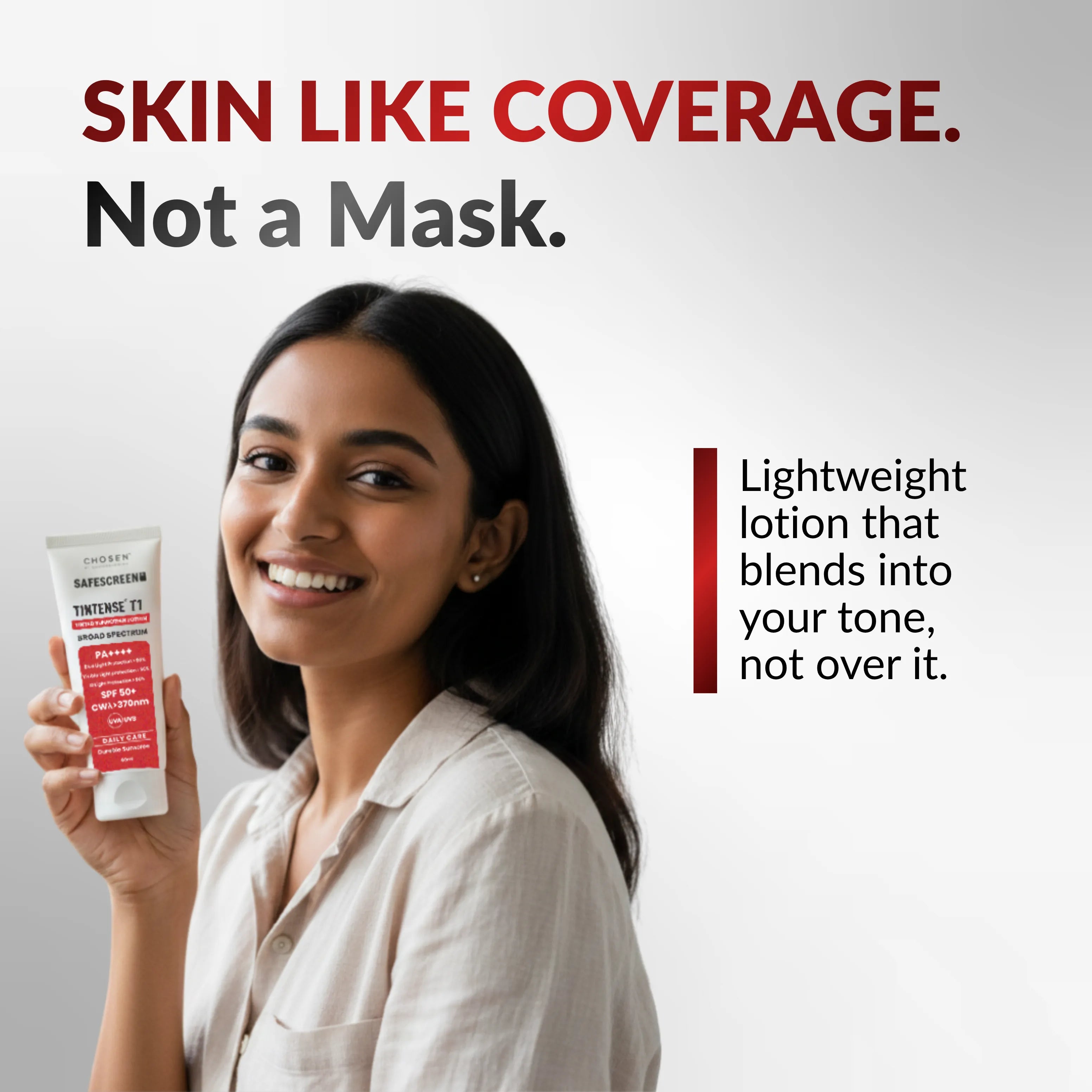 SAFESCREEN® TINTENSE® T1 (Bisque) Tinted Sunscreen Lotion PA++++ SPF 50+