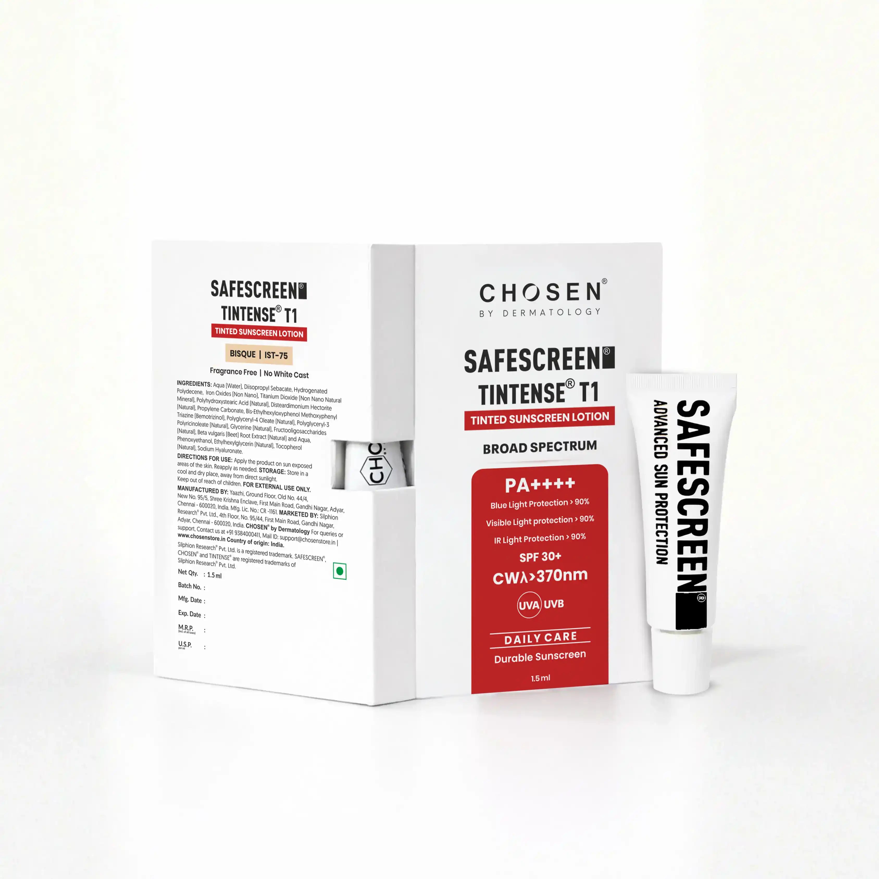 SAFESCREEN TINTENSE T1 (Bisque) Mini Pack 1.5ml (Redeem for 150 Zola Points)