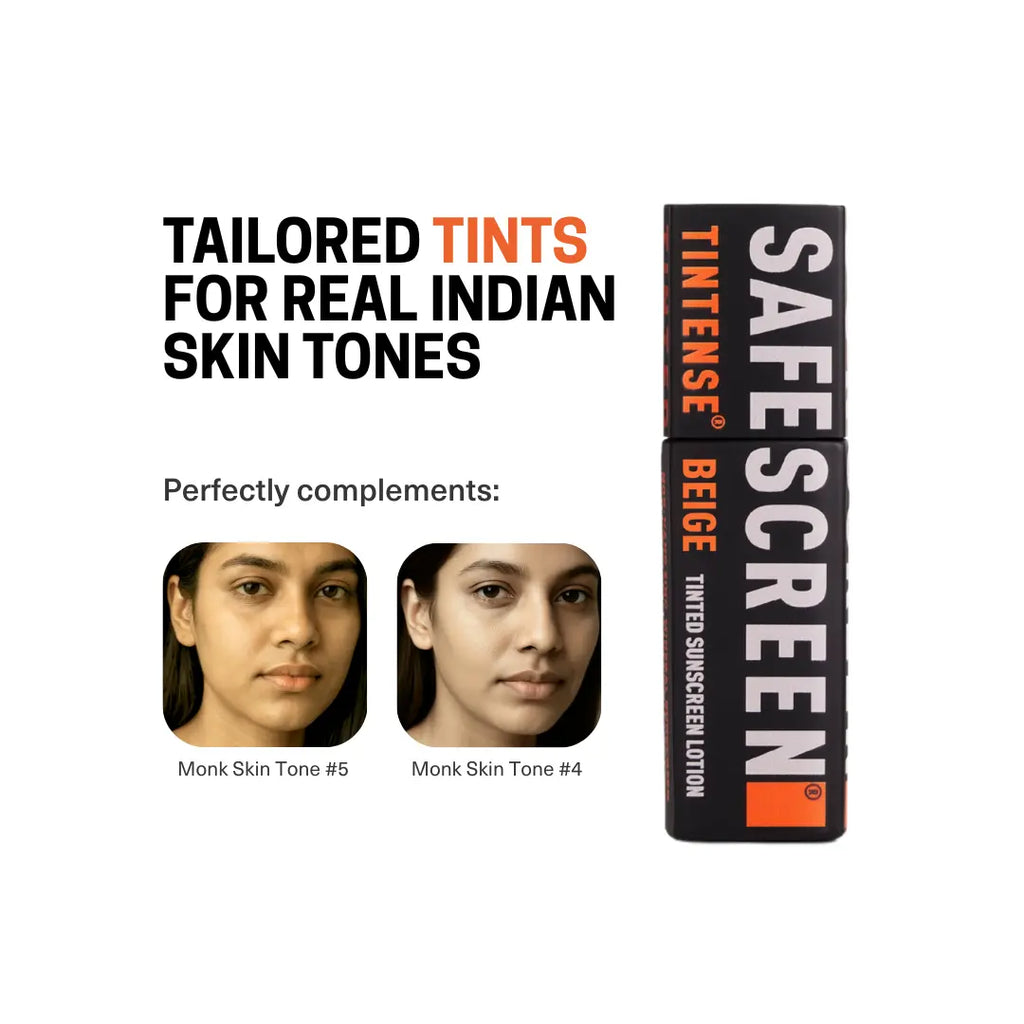 Safescreen Beige Tinted Sunscreen is Compatible with Monk Skin Tone 4 and 5