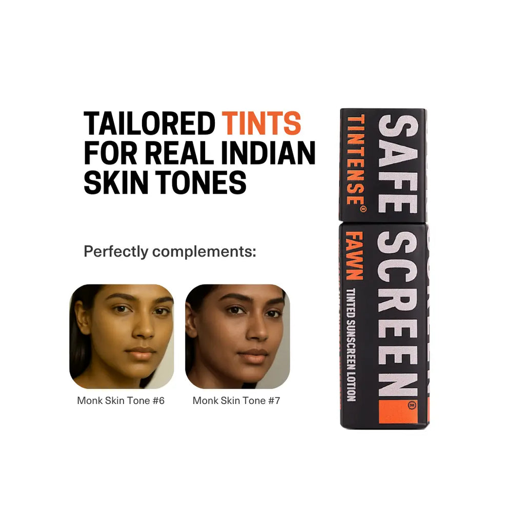 Safescreen Fawn Tinted Sunscreen is compatible with Monk Skin Tone 6 and 7